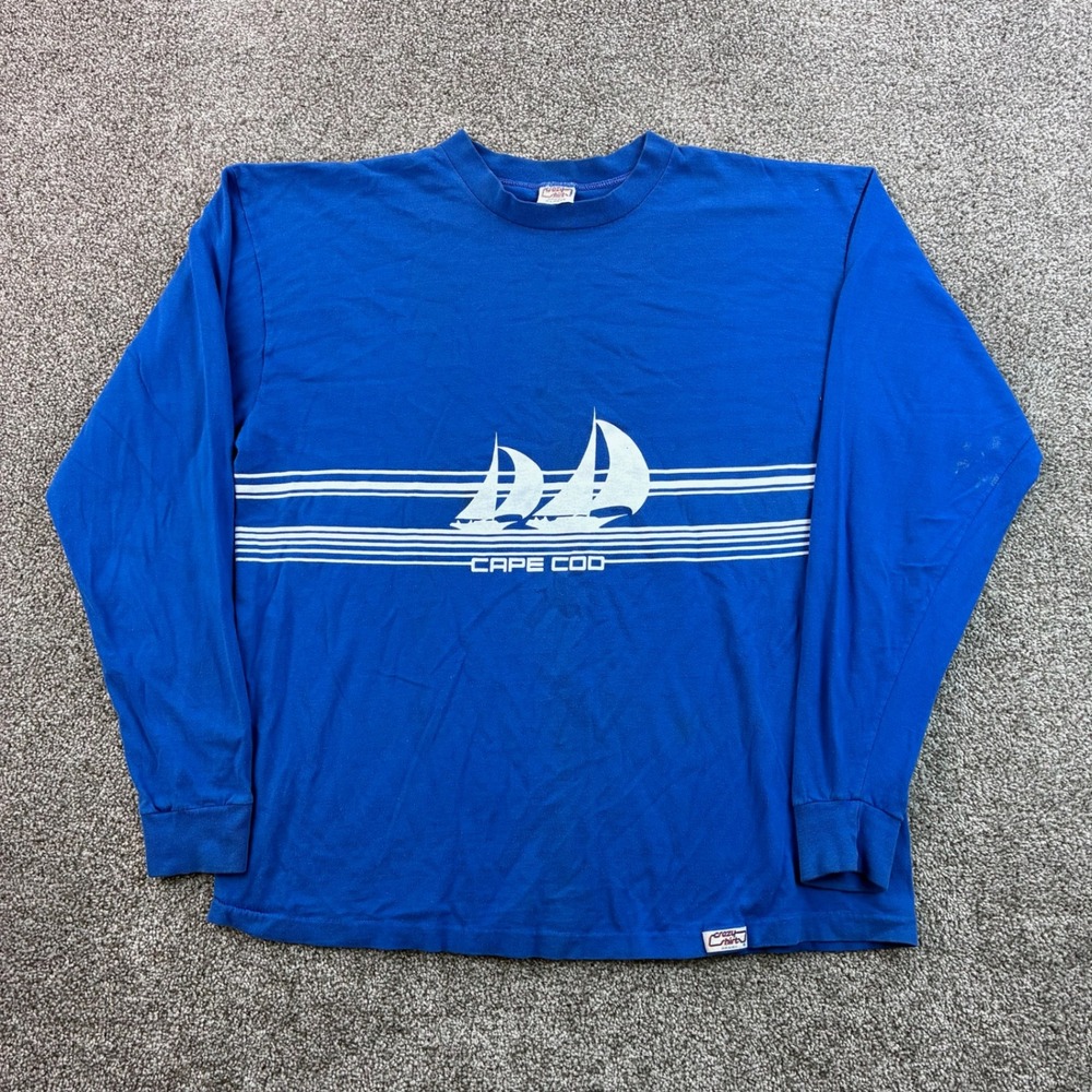 Vintage 70s Crazy Shirts Cape Cod Shirt Mens XL Long Sleeve Sailboat Nautical